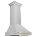 ZLINE 30 Inch Autograph Edition DuraSnow Range Hood with DuraSnow Shell and Gold Handle 8654SNZ-30-G