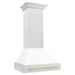 ZLINE 30 Inch Autograph Edition DuraSnow Range Hood with White Matte Shell and Gold Handle 8654SNZ-WM30-G