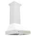 ZLINE 30 Inch Autograph Edition DuraSnow Range Hood with White Matte Shell and Gold Handle 8654SNZ-WM30-G