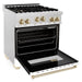 ZLINE 30 Inch Autograph Edition Gas Range In DuraSnow Stainless Steel with White Matte Door and Gold Accents RGSZ-WM-30-G