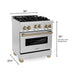 ZLINE 30 Inch Autograph Edition Gas Range In Stainless Steel with Champagne Bronze Accents RGZ-30-CB