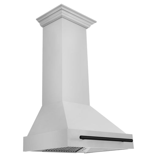 ZLINE 30 Inch Autograph Edition Range Hood with Stainless Steel Shell and Matte Black Handle 8654STZ-30-MB