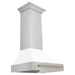 ZLINE 30 Inch Autograph Edition Range Hood with White Matte Shell and Champagne Bronze Handle 8654STZ-WM30-CB