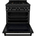 ZLINE 30-Inch Black Stainless 4.0 Cu.ft. 4 Gas Burner/Electric Oven Range With Brass Burners RAB-BR-30