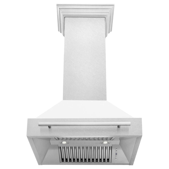 ZLINE 30 Inch DuraSnow® Stainless Steel Range Hood with White Matte Shell, 8654SNX-WM-30