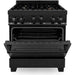 ZLINE 30-Inch Professional 4.0 Cu. Ft. Gas On Gas Range In Black Stainless Steel With Brass Burners RGB-BR-30