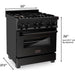 ZLINE 30-Inch Professional 4.0 Cu. Ft. Gas On Gas Range In Black Stainless Steel With Brass Burners RGB-BR-30