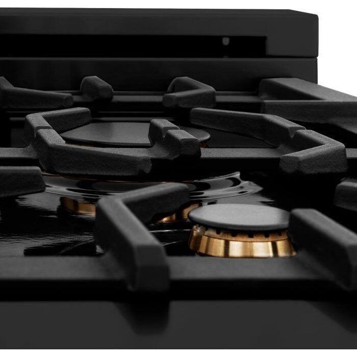 ZLINE 30-Inch Professional 4.0 Cu. Ft. Gas On Gas Range In Black Stainless Steel With Brass Burners RGB-BR-30