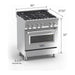 ZLINE 30-Inch Professional Dual Fuel Range In DuraSnow Stainless with Blue Gloss Door RAS-BG-30