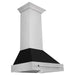 ZLINE 30 Inch Stainless Steel Range Hood with Black Matte Shell and Stainless Steel Handle, 8654STX-BLM-30