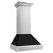 ZLINE 30 Inch Stainless Steel Range Hood with Black Matte Shell and Stainless Steel Handle, 8654STX-BLM-30