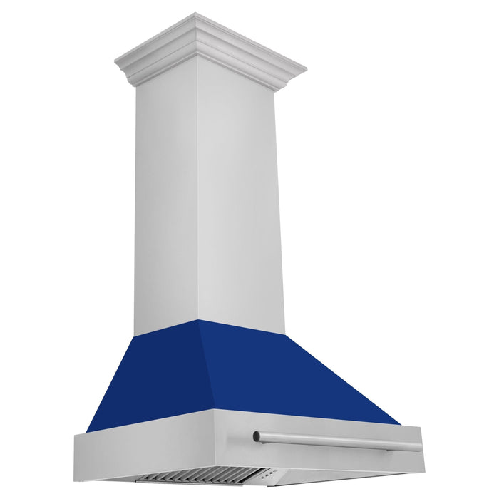 ZLINE 30 Inch Stainless Steel Range Hood with Blue Gloss Shell, 8654STX-BG-30