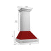 ZLINE 30 Inch Stainless Steel Range Hood with Red Gloss Shell and Stainless Steel Handle, 8654STX-RG-30