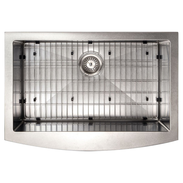 ZLINE 30" Zermatt Farmhouse Apron Mount Single Bowl DuraSnow Stainless Steel Kitchen Sink with Bottom Grid SAS-30S