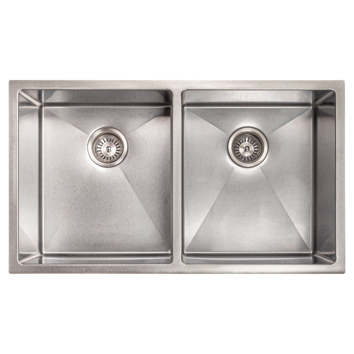 ZLINE 33 in. Anton Undermount Double Bowl DuraSnow Stainless Steel Kitchen Sink with Bottom Grid SR50D-33S