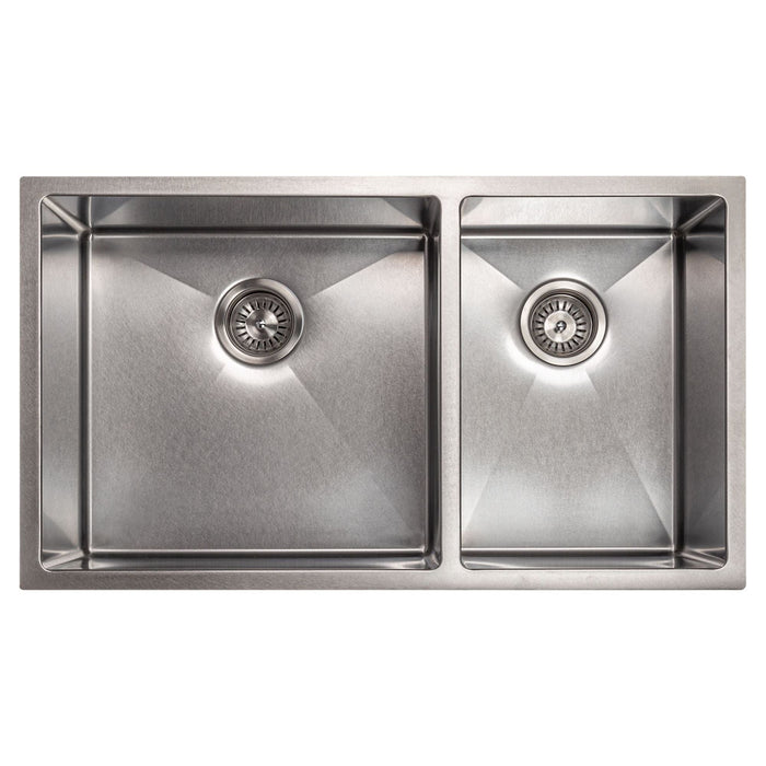 ZLINE 33 in. Chamonix Undermount Double Bowl DuraSnow Stainless Steel Kitchen Sink with Bottom Grid SR60D-33S