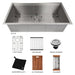 ZLINE 33 in. Garmisch Undermount Single Bowl DuraSnow® Stainless Steel Kitchen Sink with Bottom Grid and Accessories, SLS-33S