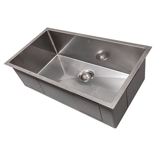 ZLINE 33 in. Meribel Undermount Single Bowl DuraSnow Stainless Steel Kitchen Sink with Bottom Grid SRS-33S