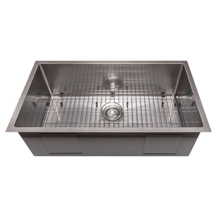 ZLINE 33 in. Meribel Undermount Single Bowl DuraSnow Stainless Steel Kitchen Sink with Bottom Grid SRS-33S