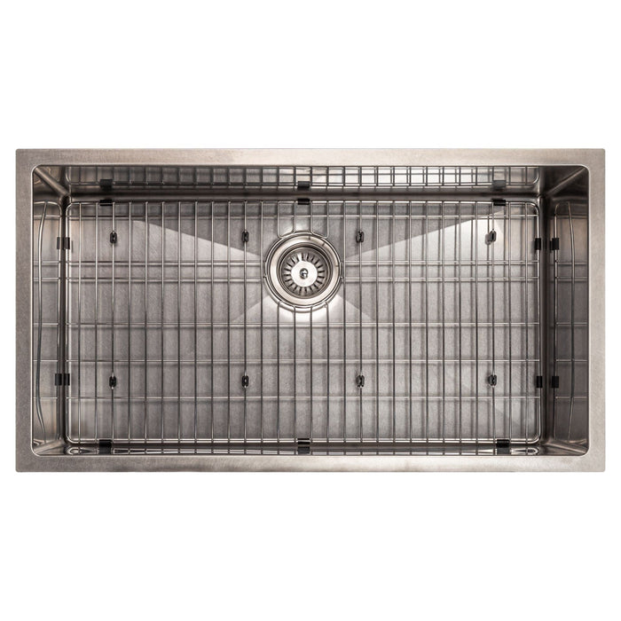 ZLINE 33 in. Meribel Undermount Single Bowl DuraSnow Stainless Steel Kitchen Sink with Bottom Grid SRS-33S