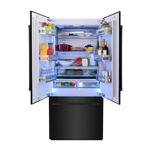 ZLINE 36" 19.6 cu. ft. Built-In Refrigerator with Internal Water and Ice Dispenser in Black Stainless Steel, RBIV-BS-36