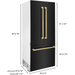 ZLINE 36" Autograph 19.6 cu. ft. Built-in Refrigerator with Internal Water and Ice Dispenser in Black Stainless Steel with Gold Accents, RBIVZ-BS-36-G