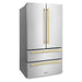 ZLINE 36" Autograph 22.5 cu. ft. Refrigerator with Ice Maker in Stainless Steel and Champagne Bronze Square Handles, RFMZ-36-FCB