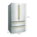 ZLINE 36" Autograph 22.5 cu. ft. Refrigerator with Ice Maker in Stainless Steel and Champagne Bronze Square Handles, RFMZ-36-FCB