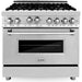 ZLINE 36 Gas Range, 36 Range Hood, Microwave Drawer and Dishwasher Appliance Package