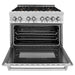 ZLINE 36 In. 4.6 cu. ft. Gas Burner, Electric Oven with Griddle and Brass Burners in Stainless Steel, RA-BR-GR-36