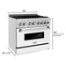 ZLINE 36 In. 4.6 cu. ft. Gas Burner, Electric Oven with Griddle and White Matte Door in Stainless Steel, RA-WM-GR-36