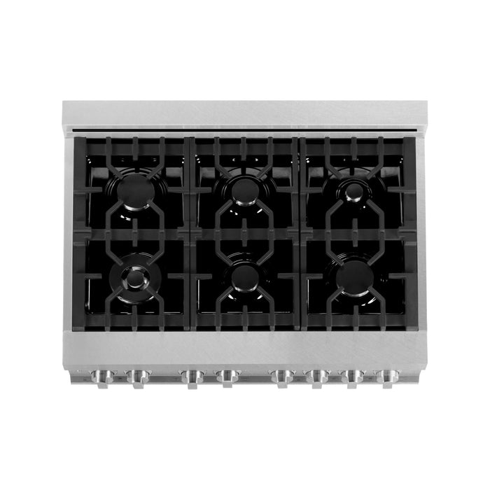 ZLINE 36 In. 4.6 cu. ft. Gas Burner, Electric Oven with Griddle in DuraSnow® Stainless Steel, RAS-SN-GR-36