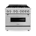 ZLINE 36 In. 4.6 cu. Ft. Gas Burner, Electric Oven with Griddle in Stainless Steel, RA-GR-36