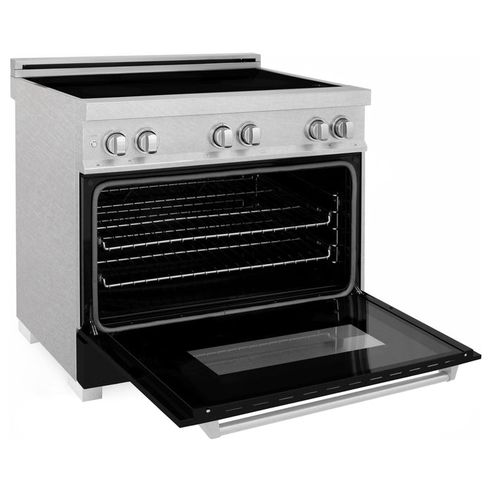 ZLINE 36 In. 4.6 cu. ft. Induction Range with a 4 Element Stove and Electric Oven in Black Matte, RAINDS-BLM-36