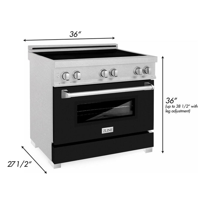 ZLINE 36 In. 4.6 cu. ft. Induction Range with a 4 Element Stove and Electric Oven in Black Matte, RAINDS-BLM-36