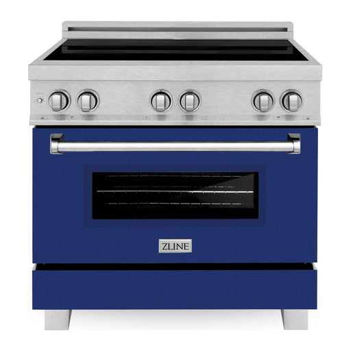 ZLINE 36 In. 4.6 cu. ft. Induction Range with a 4 Element Stove and Electric Oven in Blue Gloss, RAINDS-BG-36