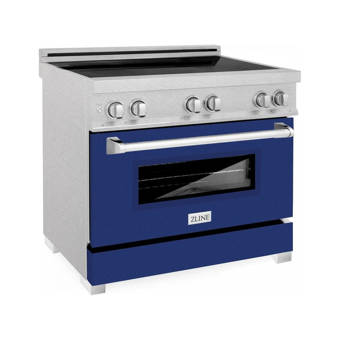 ZLINE 36 In. 4.6 cu. ft. Induction Range with a 4 Element Stove and Electric Oven in Blue Gloss, RAINDS-BG-36