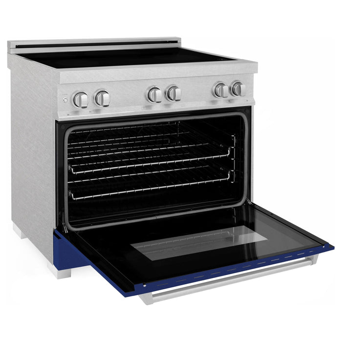 ZLINE 36 In. 4.6 cu. ft. Induction Range with a 4 Element Stove and Electric Oven in Blue Gloss, RAINDS-BG-36