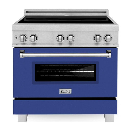 ZLINE 36 In. 4.6 cu. ft. Induction Range with a 4 Element Stove and Electric Oven in Blue Matte, RAINDS-BM-36