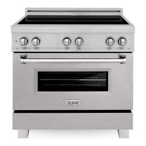 ZLINE 36 In. 4.6 cu. ft. Induction Range with a 4 Element Stove and Electric Oven in DuraSnow Stainless Steel, RAINDS-SN-36