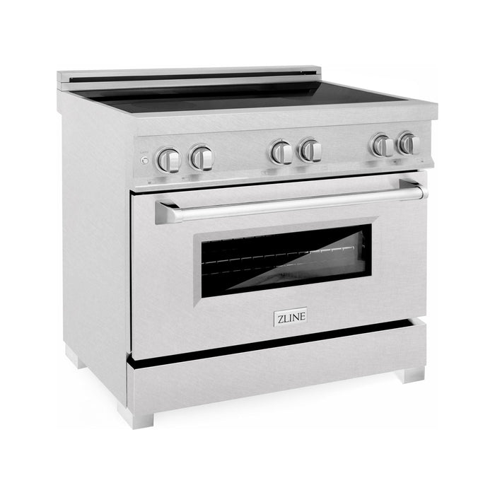 ZLINE 36 In. 4.6 cu. ft. Induction Range with a 4 Element Stove and Electric Oven in DuraSnow Stainless Steel, RAINDS-SN-36