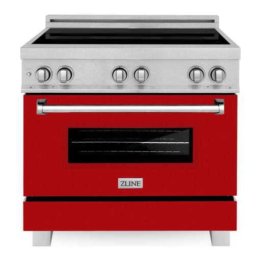 ZLINE 36 In. 4.6 cu. ft. Induction Range with a 4 Element Stove and Electric Oven in Red Gloss, RAINDS-RG-36