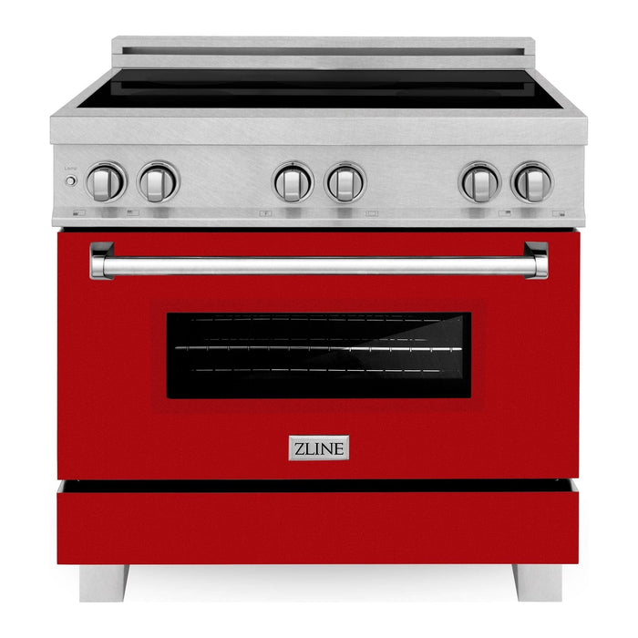 ZLINE 36 In. 4.6 cu. ft. Induction Range with a 4 Element Stove and Electric Oven in Red Gloss, RAINDS-RG-36