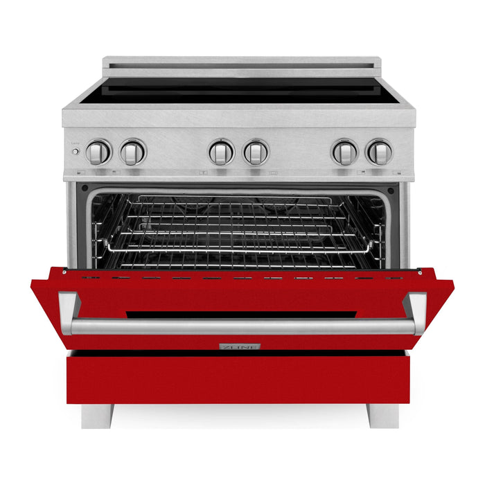 ZLINE 36 In. 4.6 cu. ft. Induction Range with a 4 Element Stove and Electric Oven in Red Gloss, RAINDS-RG-36