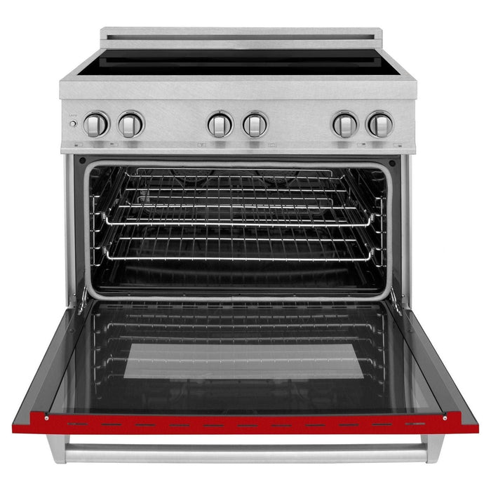 ZLINE 36 In. 4.6 cu. ft. Induction Range with a 4 Element Stove and Electric Oven in Red Gloss, RAINDS-RG-36