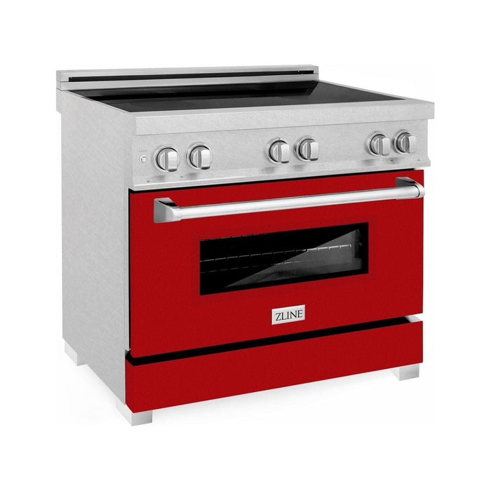 ZLINE 36 In. 4.6 cu. ft. Induction Range with a 4 Element Stove and Electric Oven in Red Gloss, RAINDS-RG-36