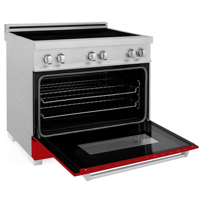 ZLINE 36 In. 4.6 cu. ft. Induction Range with a 4 Element Stove and Electric Oven in Red Gloss, RAINDS-RG-36