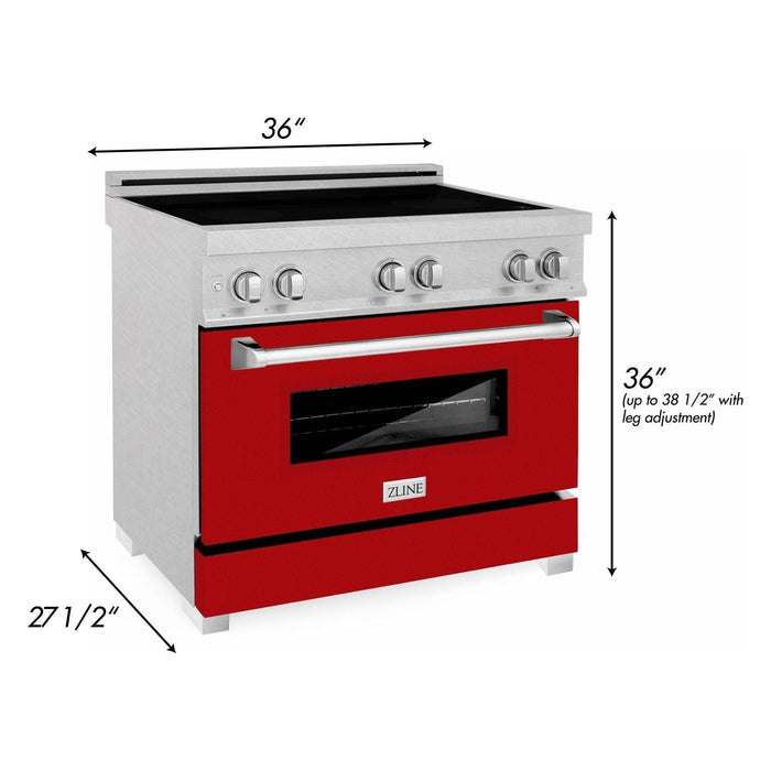 ZLINE 36 In. 4.6 cu. ft. Induction Range with a 4 Element Stove and Electric Oven in Red Gloss, RAINDS-RG-36