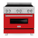 ZLINE 36 In. 4.6 cu. ft. Induction Range with a 4 Element Stove and Electric Oven in Red Matte, RAINDS-RM-36