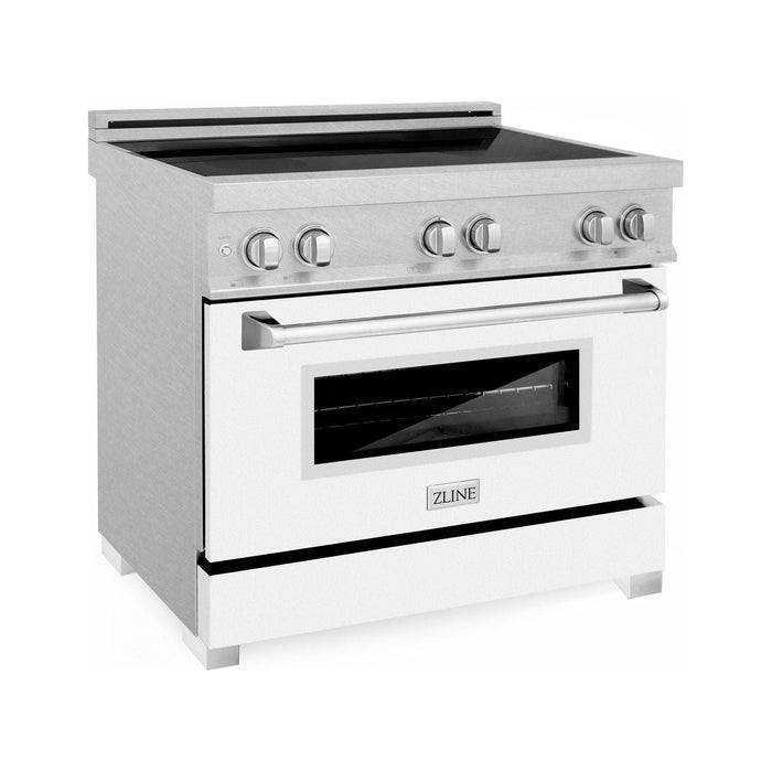 ZLINE 36 In. 4.6 cu. ft. Induction Range with a 4 Element Stove and Electric Oven in White Matte, RAINDS-WM-36